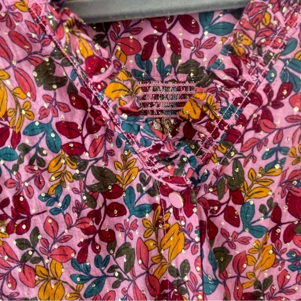 Floral Print Top Metallic Women's Cottagecore - Picture 4 of 13